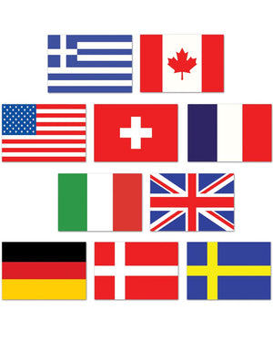 International Mini Flag Cutouts Pack of 10