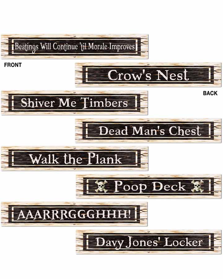 Pirate Street Sign Cutouts Pack of 4
