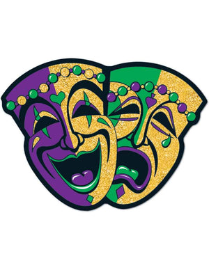 Mardi Gras Glittered Comedy and Tragedy Face Cutout