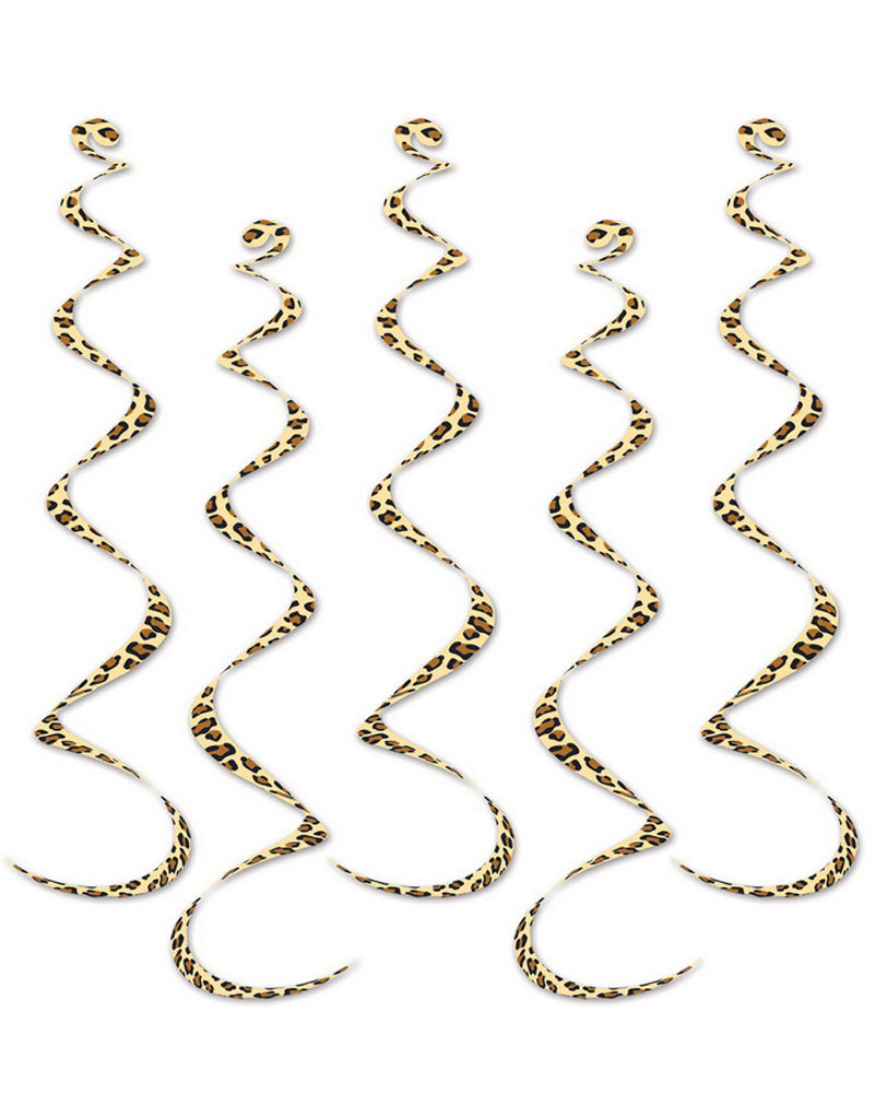 Leopard Print Hanging Swirl Decorations Pack of 5