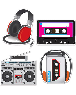 80s Cassette Player Cutouts Pack of 4