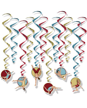 Vintage Circus Hanging Swirl Decorations Pack of 12