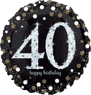 Jumbo Shape Holographic Sparkling Birthday 40 Balloon