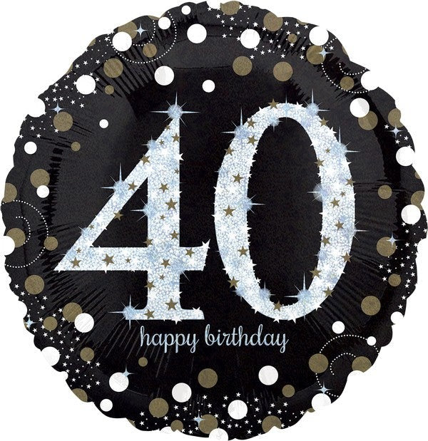 Jumbo Shape Holographic Sparkling Birthday 40 Balloon