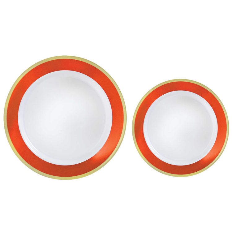 Premium Plastic Plates Hot Stamped with Orange Peel Border Pack of 20