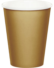 Glittering Gold Paper Cups 266ml Pack of 24