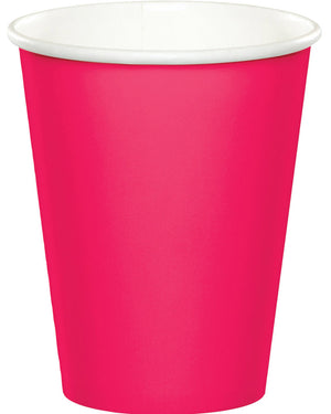 Hot Magenta Paper Cups 266ml Pack of 24