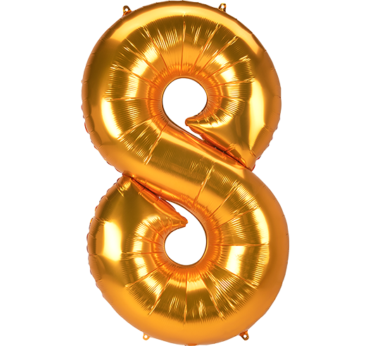 SuperShape Jumbo Number 8 Gold 78cm x 134cm Balloon