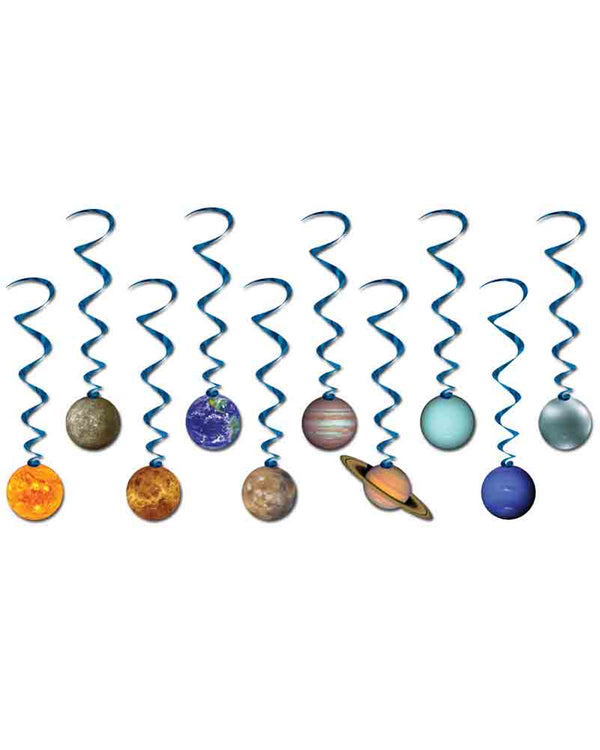 Solar System Hanging Swirl Decorations Pack of 10