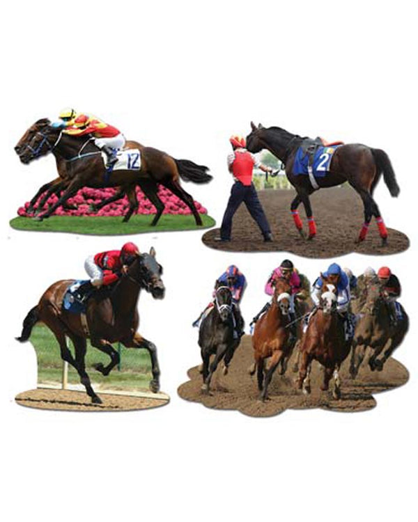 Horse Racing Cutouts Pack of 4