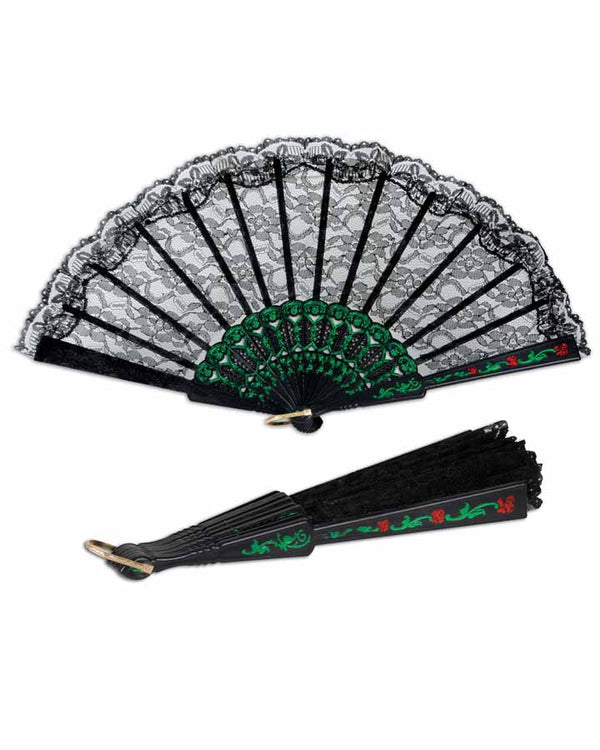 Mexican Fiesta Black Lace Fan