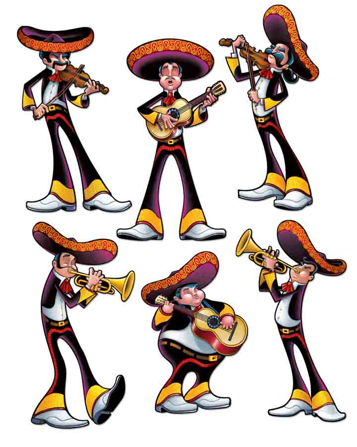 Mexican Mariachi Cutouts Pack of 6