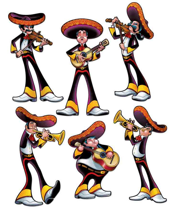 Mexican Mariachi Cutouts Pack of 6