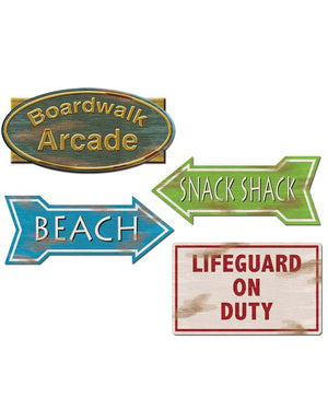 Hawaiian Beach Sign Cutouts Pack of 4