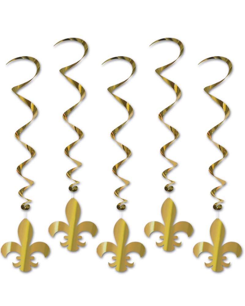 Mardi Gras Fluer De Lis Whirl Decorations Pack of 5