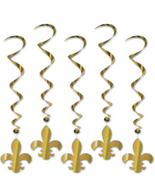 Mardi Gras Fluer De Lis Whirl Decorations Pack of 5