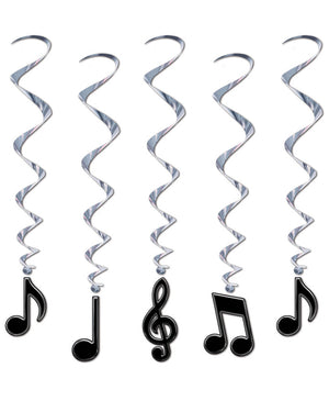 Musical Notes Swirl Decorations Pack of 5