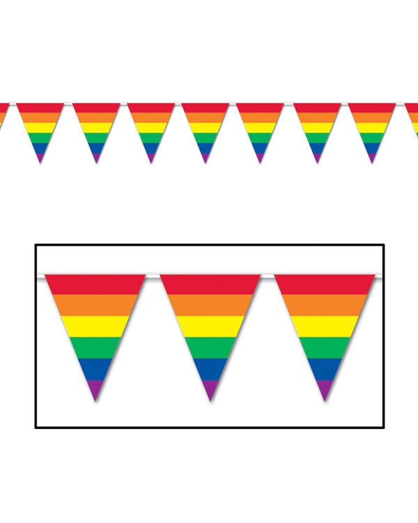 Rainbow Striped Pennant Banner 3.7m