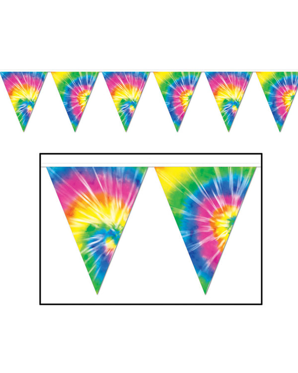 60s Tie Dyed Pennant Banner