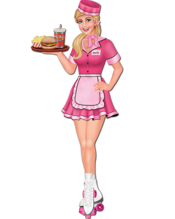 50s Jointed Carhop Girl Cutout