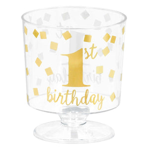 1st Birthday 59ml Mini Clear Pedestal Cups Pack of 30