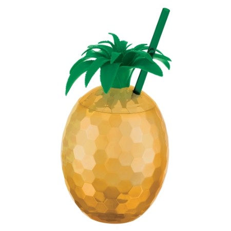 You Had Me at Aloha Gold Pineapple 828ml Plastic Cup and Straw