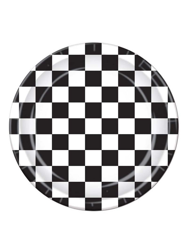 Black and White Check 23cm Party Plates Pack of 8
