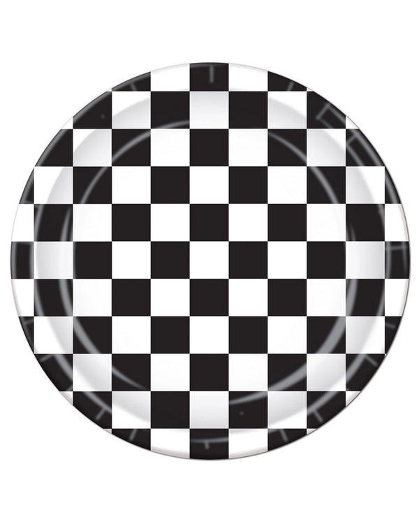 Black and White Check 23cm Party Plates Pack of 8