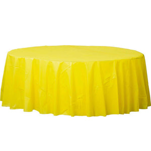 Sunshine Yellow Round Plastic Tablecover