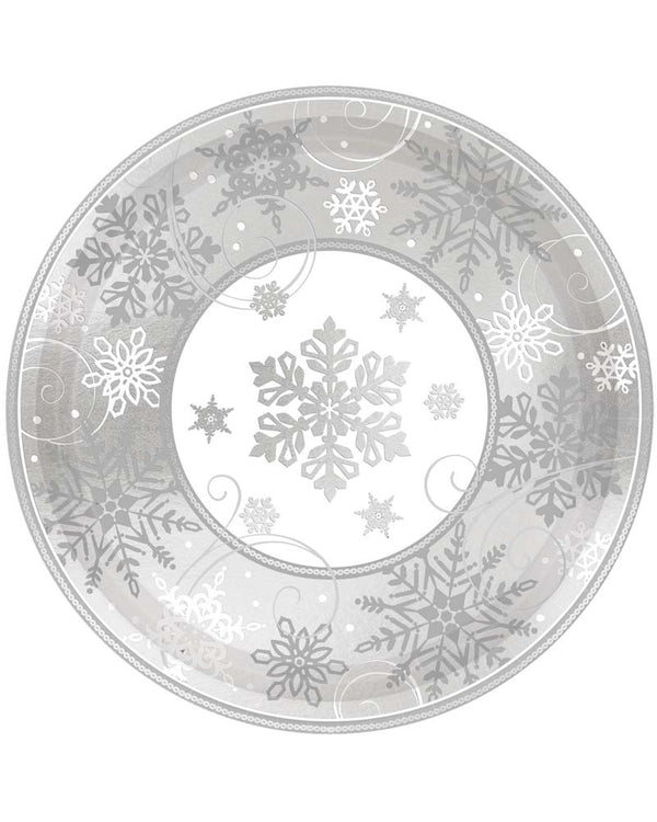Christmas Sparkling Snowflake Paper Plates Pack of 8