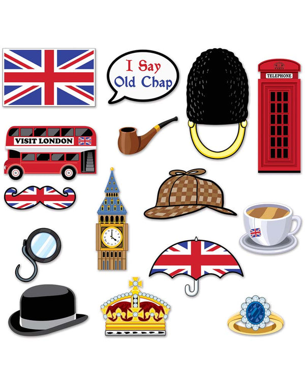 British Photobooth Props Pack of 15