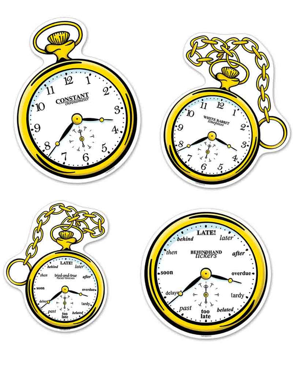 Alice in Wonderland Clock Cutouts Pack of 4