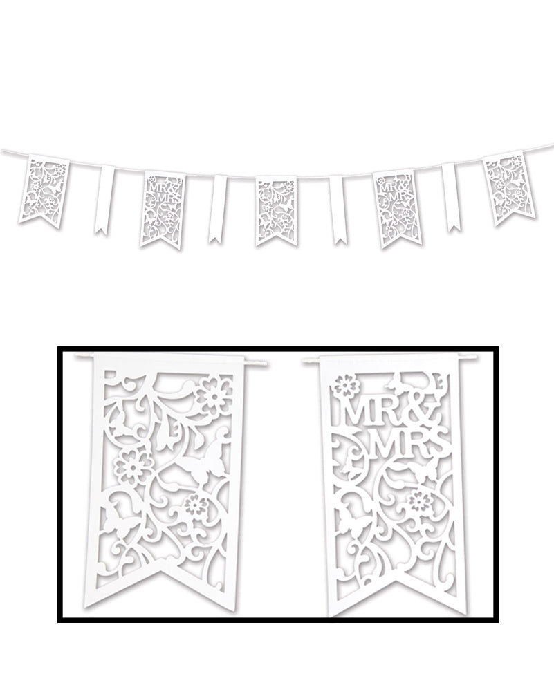 Mr and Mrs Die Cut Pennant Banner 3.6m