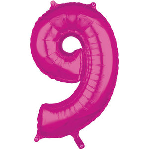 Mid-Size Shape Pink Numeral 9 Balloon