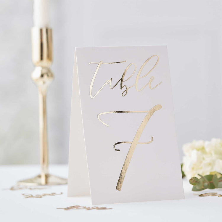 Gold Wedding Table Card Numbers Pack of 12