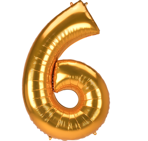 SuperShape Jumbo Number 6 Gold 83cm x 137cm Balloon
