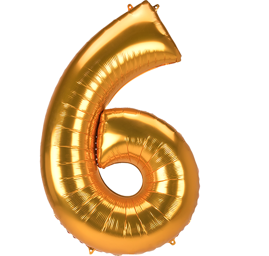 SuperShape Jumbo Number 6 Gold 83cm x 137cm Balloon