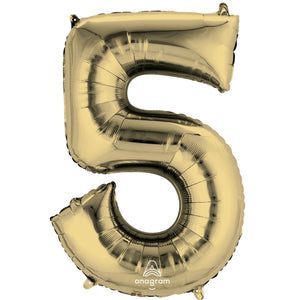 SuperShape White Gold Numeral 5 Balloon