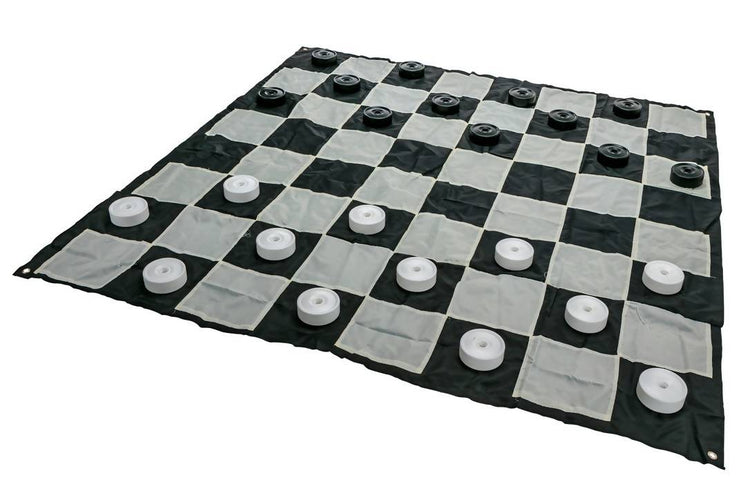 Giant Size Plastic Outdoor Checkers Game Set with Mat 1.5x1.5m