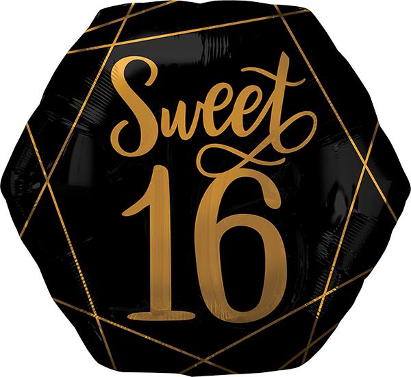 SuperShape XL Elegant Sweet Sixteen Black & Gold P30