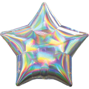 45cm Standard Holographic Iridescent Silver Star Balloon