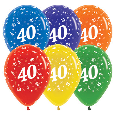 Sempertex 30cm Age 40 Crystal Assorted Latex Balloons Pack of 25