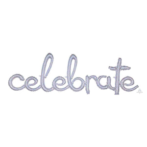 Script Phrase celebrate Silver Holographic Balloon