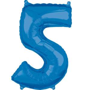 Mid-Size Shape Blue Numeral 5 Balloon