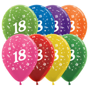 Sempertex 30cm Age 18 Metallic Assorted Latex Balloons Pack of 25