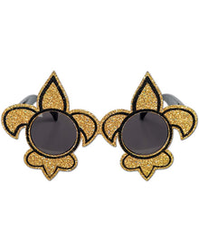 Mardi Gras French Gold Glitter Fluer De Lis Glasses