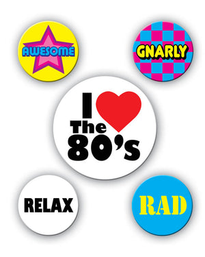 80s Party Badge Set