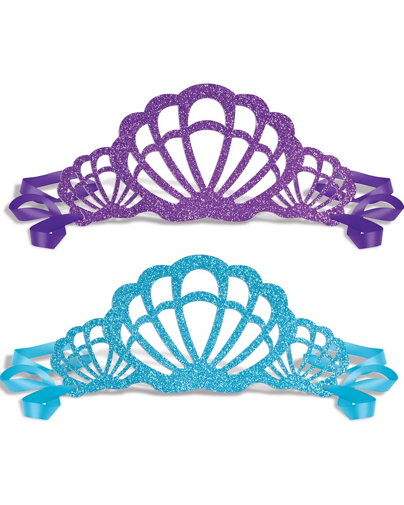 Glittered Mermaid Tiaras Pack of 6