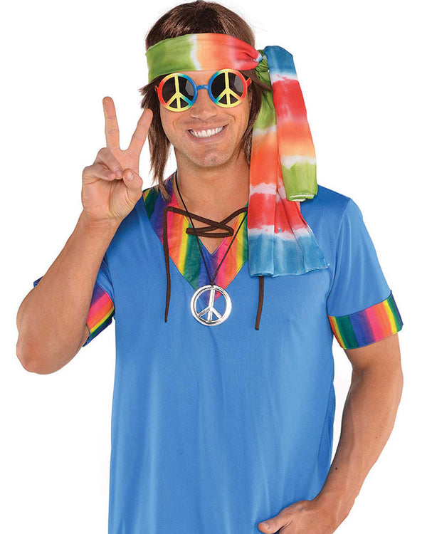 60s Hippie Headband Necklace and Glasses Set