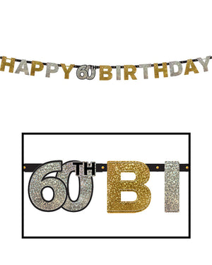 60th Sparkling Celebration Happy Birthday Banner